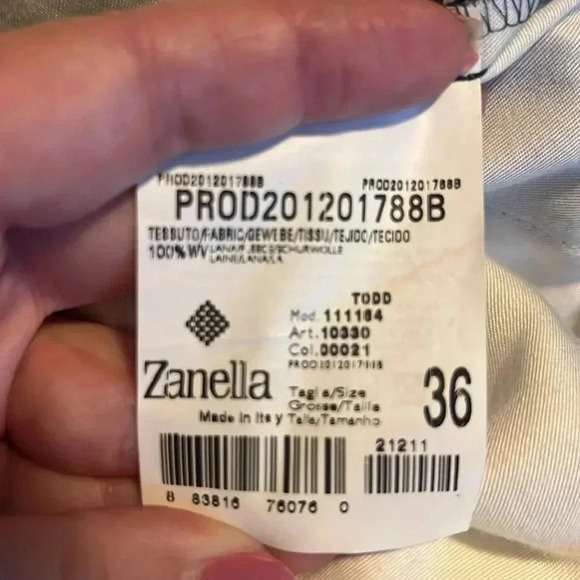 Zanella Todd Flat Front Wool Trousers Slacks in Mid Grey Size 36 - Picture 7 of 7